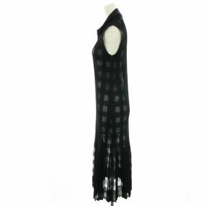 PLEATS PLEASE ISSEY MIYAKE イッセイミヤケ ワンピース プリーツ ノースリーブ シアー シースルー チェック ロング ブラック