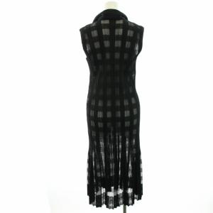 PLEATS PLEASE ISSEY MIYAKE イッセイミヤケ ワンピース プリーツ ノースリーブ シアー シースルー チェック ロング ブラック