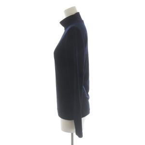 GIANNI VERSACE メデューサ カットソー 長袖 ハイネック プルオーバー ベロア 紺 ネイビー GY09