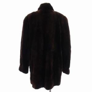 SAGA MINK 銀サガ ランブルトン Rambulton ファーコート 毛皮コート ミドル丈 裏地総柄 ダークミンク M 茶 ブラウン