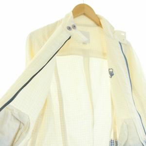 DIESEL ジャケット ブルゾン ジップアップ ギンガムチェック 刺繍 S 白 アイボリー 青 ブルー