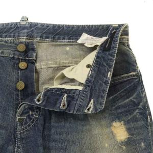 DSQUARED2 デニムパンツ ジーンズ ボタンフライ USED加工 ダメージ加工 ペイント加工 48 M インディゴ GY09