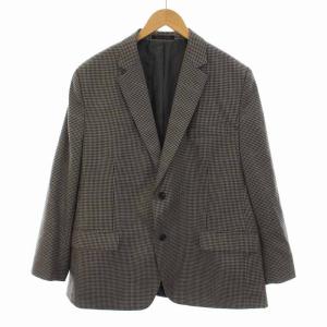 macys テーラードジャケット 1B チェック サイドベンツ アウター 44 L 黒 ブラック グレー 青