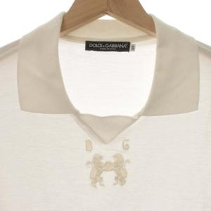 DOLCE&GABBANA ポロシャツ ロゴ 刺繍 ワンポイント 半袖 イタリア製 46 M 白 ホワイト