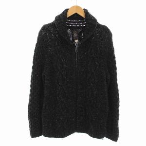 ニット ジャケット ジップアップ 長袖 M チャコールグレー