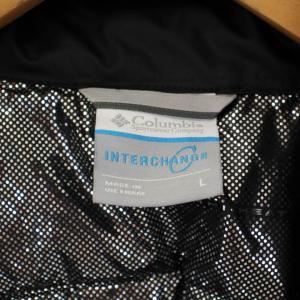 Columbia ブルゾン ジャケット フード ジップアップ ロゴ 中綿ライナー付き L 黒 ブラック 222WE1155