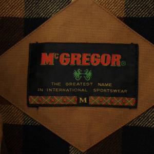 McGREGOR ショールカラーコート ミドル丈 くるみボタン 裏地チェック M 茶 ブラウン