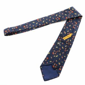 Salvatore Ferragamo ネクタイ レギュラータイ 総柄 絹 シルク 紺 ネイビー マルチカラー