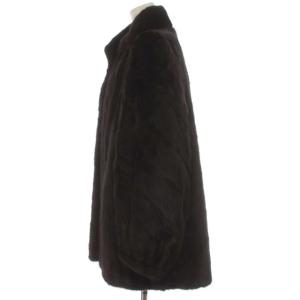 SAGA MINK 銀サガ ミンクファーコート ハーフ ミドル スタンドカラー アウター 13 XL ダークブラウン