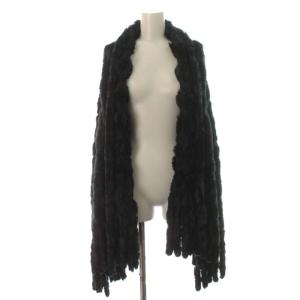 ショール 羽織 ストール フリンジ エコファー フェイクファー 紺 ネイビー