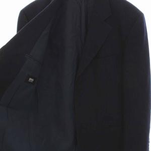 HUGO BOSS シングルスーツ セットアップ テーラードジャケット 3B ストライプ ベスト 48 M 紺 ネイビー