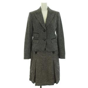 スーツ フォーマル セットアップ 上下 2点セット ジャケット 総裏地 フレアスカート ウール シルク混 4 S グレー