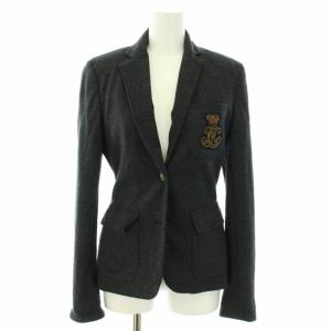 テーラードジャケット ブレザー シングル 2B センターベント ワッペン ウール 2 M グレー