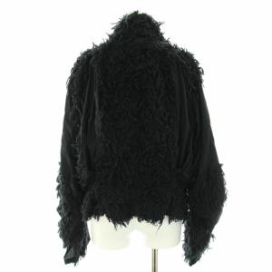 ISSEY MIYAKE ジャケット ポンチョ フリンジ ウール混 絹混 シルク混 モヘヤ混 2 黒