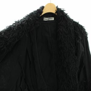 ISSEY MIYAKE ジャケット ポンチョ フリンジ ウール混 絹混 シルク混 モヘヤ混 2 黒