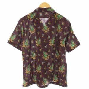 Finamore ナポリ Napoli シャツ オープンカラー 半袖 花柄 タグ付き 麻 リネン L 紫 パープル