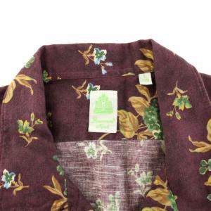 Finamore ナポリ Napoli シャツ オープンカラー 半袖 花柄 タグ付き 麻 リネン L 紫 パープル