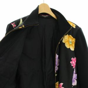 LEONARD FASHION 中綿ジャケット ジップアップ 切替 花柄 シルク ウール