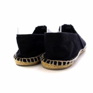 CHANEL ココマーク キャンバス エスパドリーユ スリッポン フラットシューズ 36 23cm 黒 ブラック