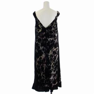ARMANI COLLEZIONI キャミワンピース ロング 総柄 ベロア シルク イタリア製 42 M 黒 ブラック