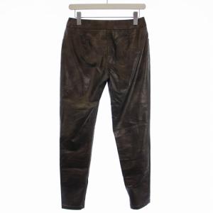 ISSEY MIYAKE フェイクレザーパンツ ジップフライ 日本製 2 M ゴールド IM54FF507