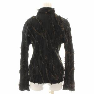 PLEATS PLEASE ISSEY MIYAKE シャツ 長袖 プリーツ フリンジ 3 黒 茶
