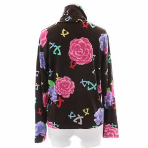 LEONARD SPORT カットソー タートルネック 花柄 総柄 長袖 42 XL 茶 ブラウン
