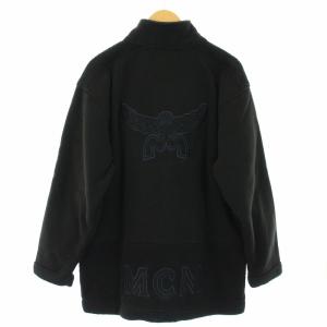 MCM ボアジャケット フリース ジップアップ 刺繍 L 黒 ブラック
