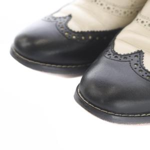 COLE HAAN オックスフォードシューズ 革靴 ウイングチップ レースアップ レザー 7.5 24.5cm アイボリー 黒 ブラック GY09