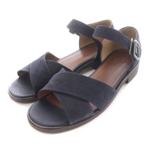 MARGARET HOWELL ストラップサンダル クロス スエード 24cm 紺 ネイビー GY09