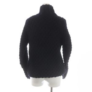 VERSACE ニットジャケット ショート ハイネック ジップアップ 袖ライン ウール 38 M 黒 ブラック GY09