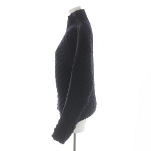 VERSACE ニットジャケット ショート ハイネック ジップアップ 袖ライン ウール 38 M 黒 ブラック GY09