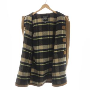 GLOVERALL ダッフルコート ロング フード トグルボタン 裏地チェック ウール 48 M ベージュ GY09