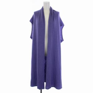 ニット ジレ ベスト ロング ウール アンゴラ M 青 ブルー