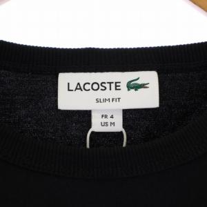 LACOSTE スリムフィット クロコエンブレムクルーネックTシャツ カットソー 半袖 クルーネック ロゴ刺繍 M 黒 ブラック TH5845L