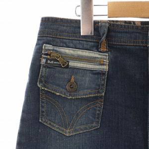 D&G タイトスカート デニム ミニ フロントボタン 42 L 紺 ネイビー