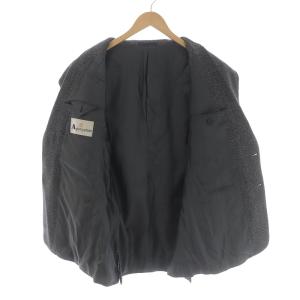 Aquascutum テーラードジャケット シングル 2B ヘリンボーン カシミヤ 96A7 XL 黒 ブラック グレー GY09