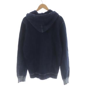 DIESEL パーカー ジャケット ジップアップ ダメージ加工 ロゴ スパンコール XL インディゴ GY09