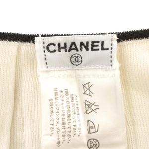 CHANEL ニット つけ襟 プリーツ コットン シルク混 白 ホワイト