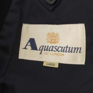 Aquascutum ステンカラーコート ウール ロング コート L ネイビー 紺