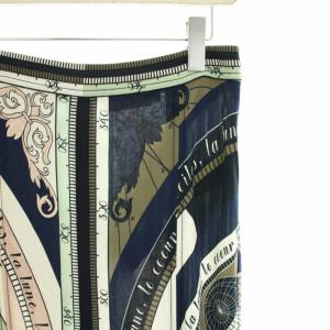 TORY BURCH フレアスカート ミモレ ロング 総柄 S/P S 紺 ネイビー 白 ホワイト ピンク