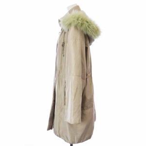 BALMAIN ダウンコート ジップアップ フード 絹 シルク M ベージュ