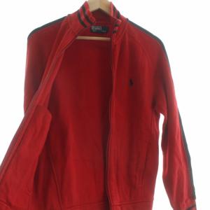 POLO RALPH LAUREN トラックジャケット スウェット ジップアップ ポニー刺繍 M 赤 レッド 黒 ブラック