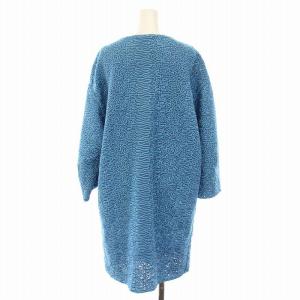 Ermanno Scervino チャイナジャケット コート ノーカラー ビジュー 刺繍 レース アウター 46 XL 青 ライトブルー