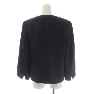 Salvatore Ferragamo スーツ セットアップ 上下 ノーカラージャケット 台形スカート ひざ丈 絹 シルク 46 XXL 44 XL 紺 ネイビー