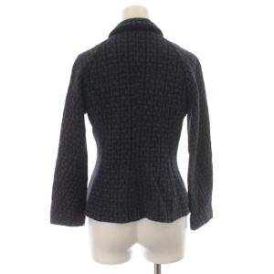ARMANI COLLEZIONI テーラードジャケット フォーマル 千鳥格子 七分袖 ショート丈 38 S 紺 ネイビー