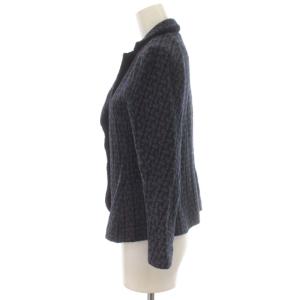 ARMANI COLLEZIONI テーラードジャケット フォーマル 千鳥格子 七分袖 ショート丈 38 S 紺 ネイビー