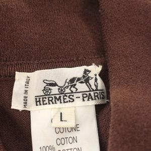 HERMES ポロシャツ 半袖 コットンニット セリエボタン L ブラウン