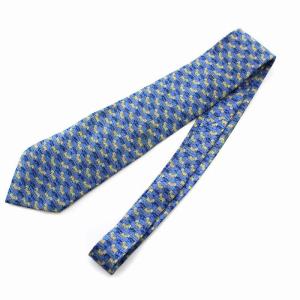 HERMES ネクタイ シマウマ アニマル柄 シルク100％ 青 ブルー