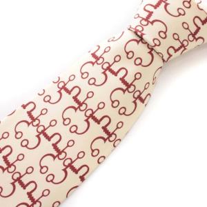 ネクタイ ワイドタイ 総柄 フランス製 スーツ ビジネス アイボリー 赤 レッド